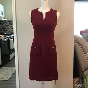 Burgundy fitted office dress